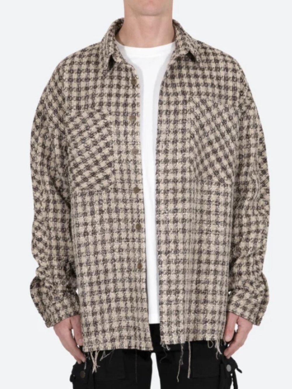 MNML Heavyweight Tweed Metallic Woven Flannel Brown Tan Medium